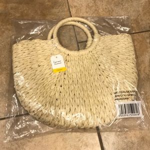 L’Occitane Straw Bag With Yellow Lined interior